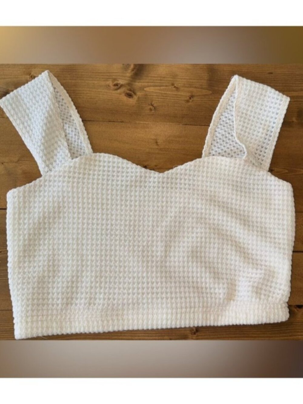 Cream Textured Crop Tank